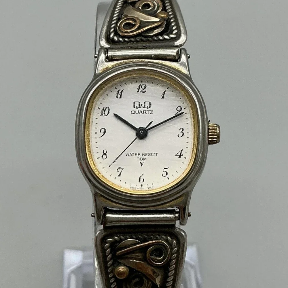 Q&Q Native American Sterling 12KGF Tips Womens Watch 21mm New Battery